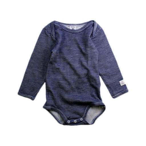A Navy Long Sleeve Bodysuits from Petit Bateau in size 12-18M for neutral. (Front View)