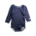 A Navy Long Sleeve Bodysuits from Petit Bateau in size 12-18M for neutral. (Front View)