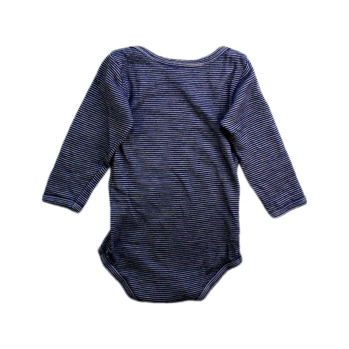 A Navy Long Sleeve Bodysuits from Petit Bateau in size 12-18M for neutral. (Back View)