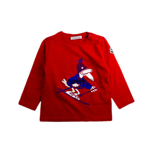 A Red Long Sleeve T Shirts from Moncler in size 12-18M for boy. (Front View)