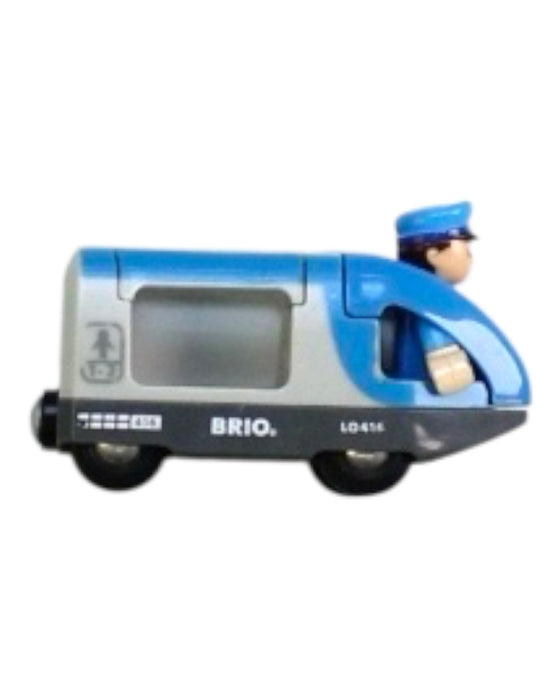 A Blue Cars Trucks Trains & Remote Control from Brio in size 3T for boy. (Front View)