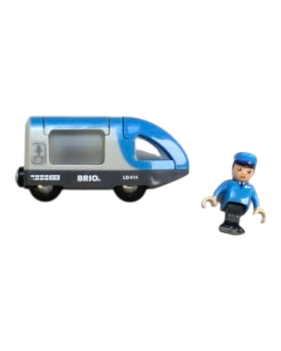 A Blue Cars Trucks Trains & Remote Control from Brio in size 3T for boy. (Back View)
