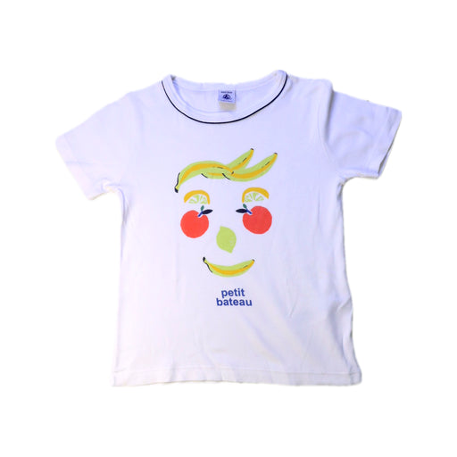 A White Short Sleeve T Shirts from Petit Bateau in size 6T for girl. (Front View)