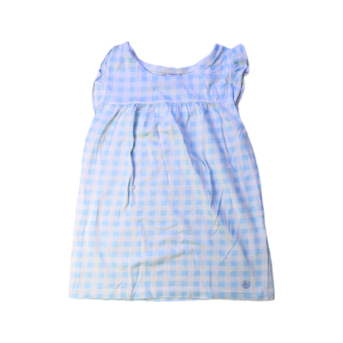 A Blue Sleeveless Dresses from Petit Bateau in size 6T for girl. (Front View)