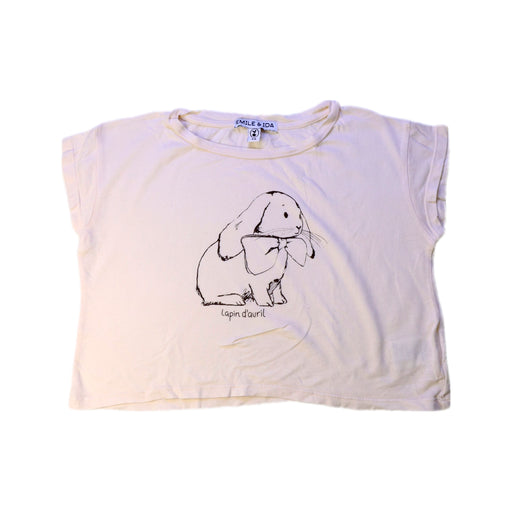 A White Short Sleeve T Shirts from Emile et Ida in size 4T for girl. (Front View)