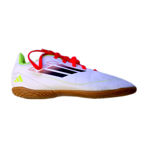 A White Cleats/Soccer Shoes from Adidas in size 9Y for boy. (Front View)