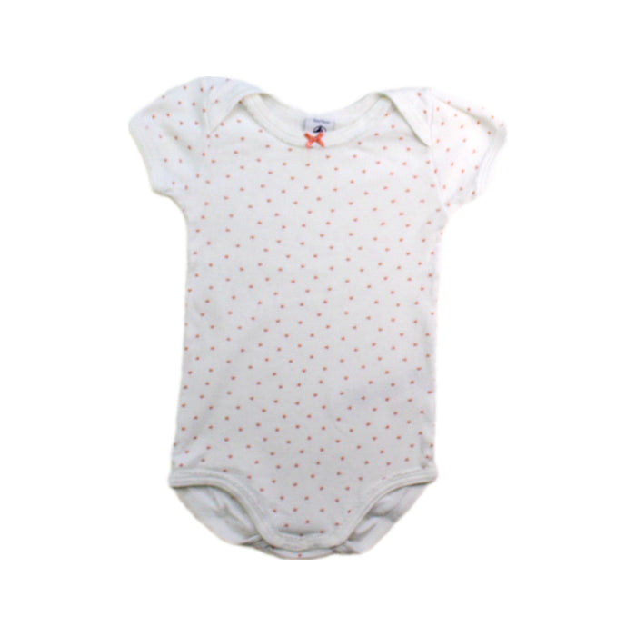 A White Short Sleeve Bodysuits from Petit Bateau in size 6-12M for girl. (Front View)