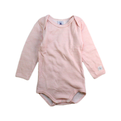 A Pink Long Sleeve Bodysuits from Petit Bateau in size 12-18M for girl. (Front View)