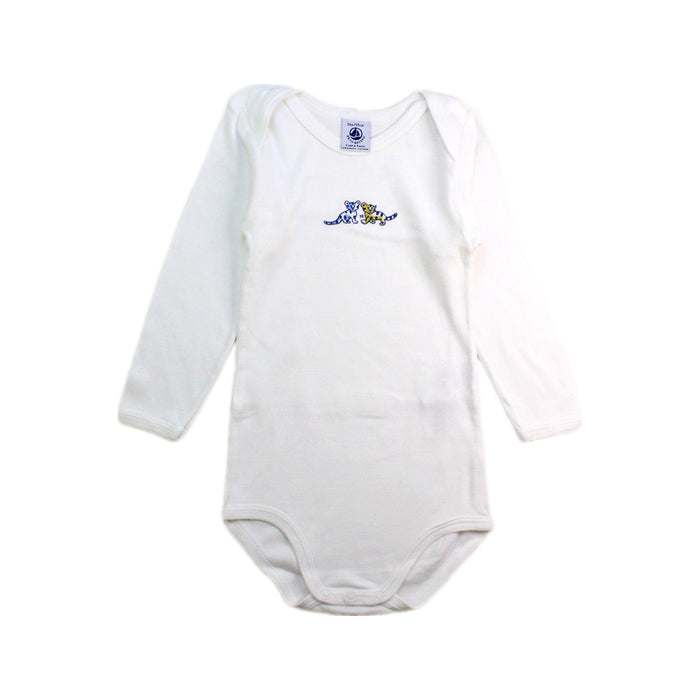 A White Long Sleeve Bodysuits from Petit Bateau in size 3T for boy. (Front View)