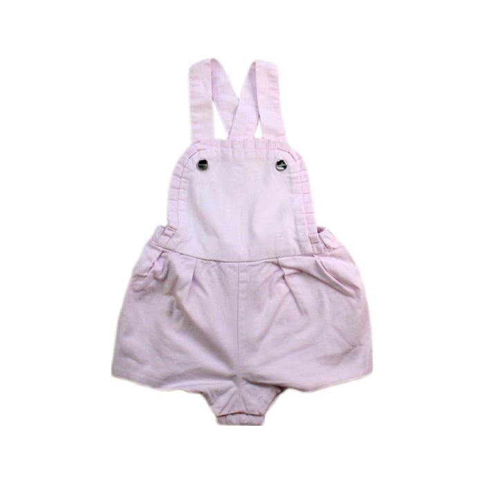A Pink Overall Shorts from Jacadi in size 6-12M for girl. (Front View)