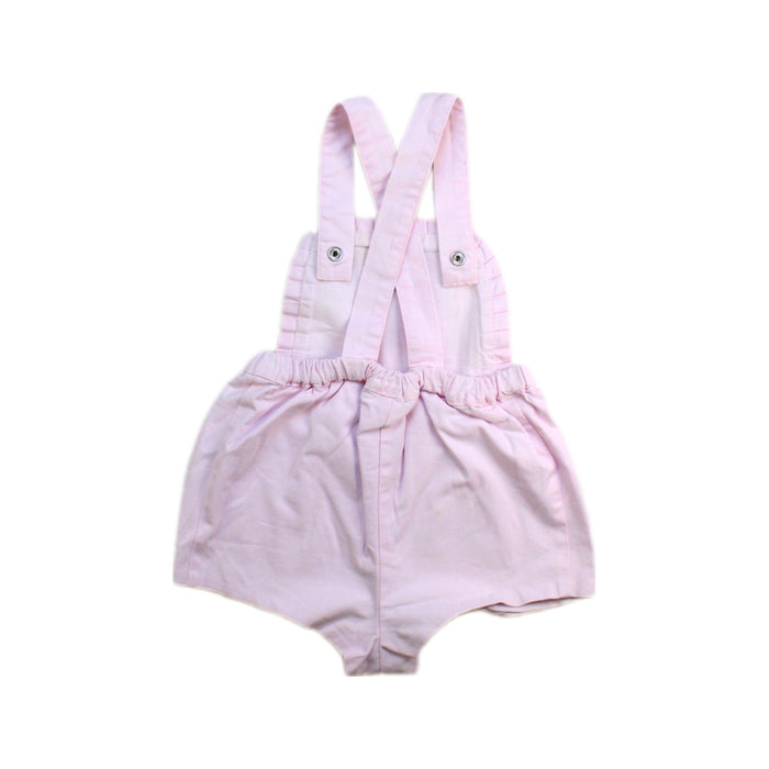 A Pink Overall Shorts from Jacadi in size 6-12M for girl. (Back View)