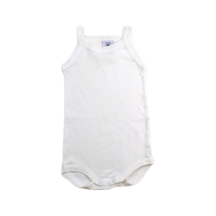 A White Sleeveless Bodysuits from Petit Bateau in size 0-3M for neutral. (Front View)