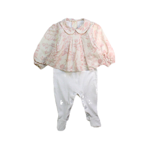 A Pink Long Sleeve Rompers from Dior in size 6-12M for girl. (Front View)