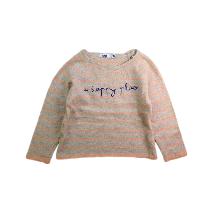 A Beige Long Sleeve Tops from Knot in size 12-18M for girl. (Front View)