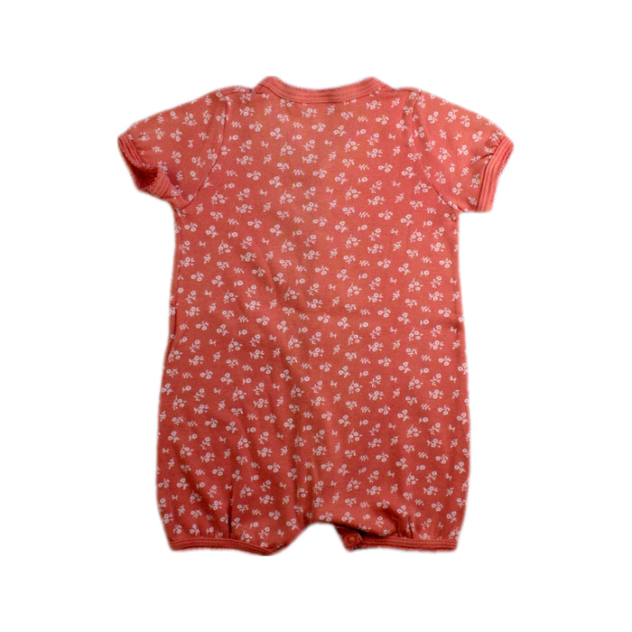 A Orange Short Sleeve Rompers from Petit Bateau in size 0-3M for girl. (Back View)