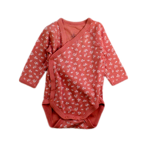 A Pink Long Sleeve Bodysuits from Petit Bateau in size Newborn for girl. (Front View)
