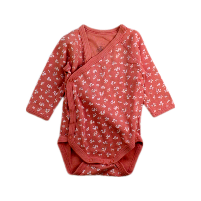 A Pink Long Sleeve Bodysuits from Petit Bateau in size Newborn for girl. (Front View)