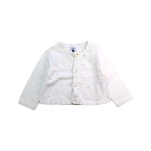 A White Cardigans from Petit Bateau in size 6-12M for girl. (Front View)