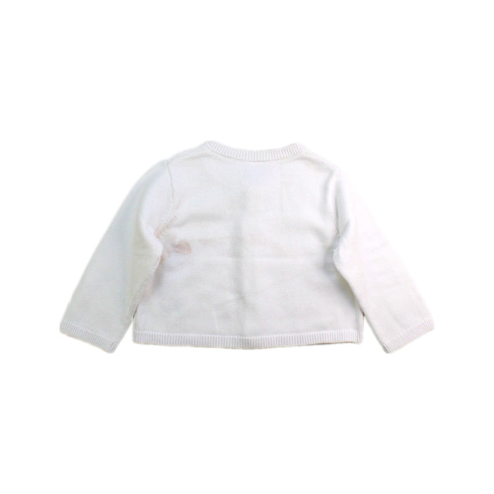 A White Cardigans from Petit Bateau in size 6-12M for girl. (Back View)