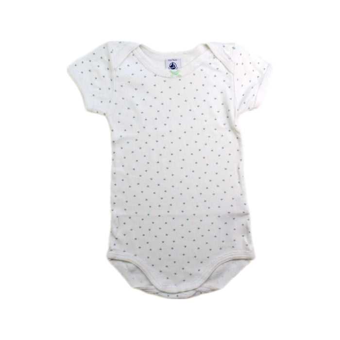 A White Short Sleeve Bodysuits from Petit Bateau in size 6-12M for girl. (Front View)
