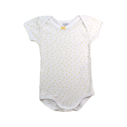 A White Short Sleeve Bodysuits from Petit Bateau in size 3-6M for girl. (Front View)