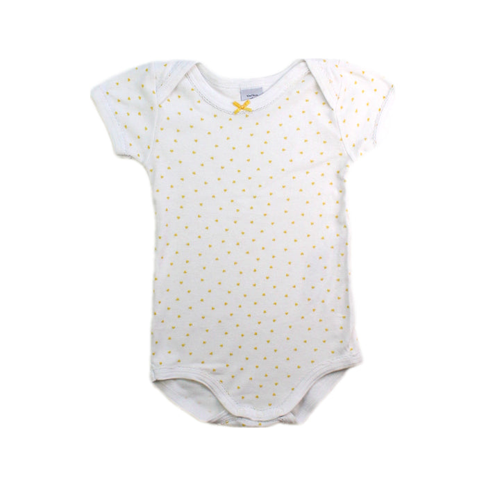 A White Short Sleeve Bodysuits from Petit Bateau in size 3-6M for girl. (Front View)