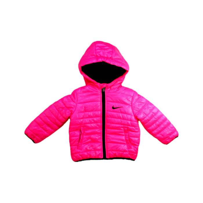 A Pink Puffer/Quilted Jackets from Nike in size 6-12M for girl. (Front View)