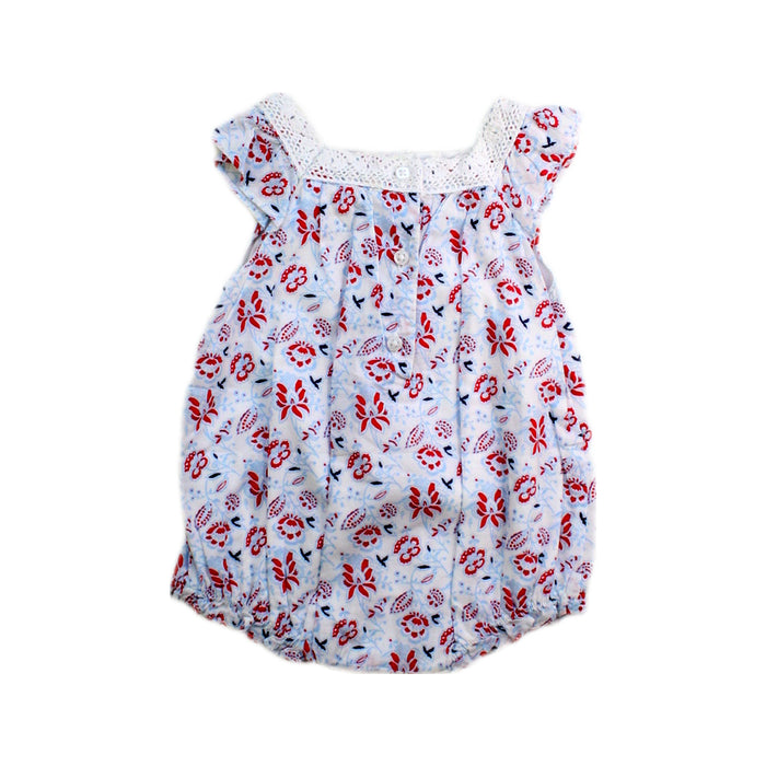 A Blue Sleeveless Rompers from Janie & Jack in size 0-3M for girl. (Back View)