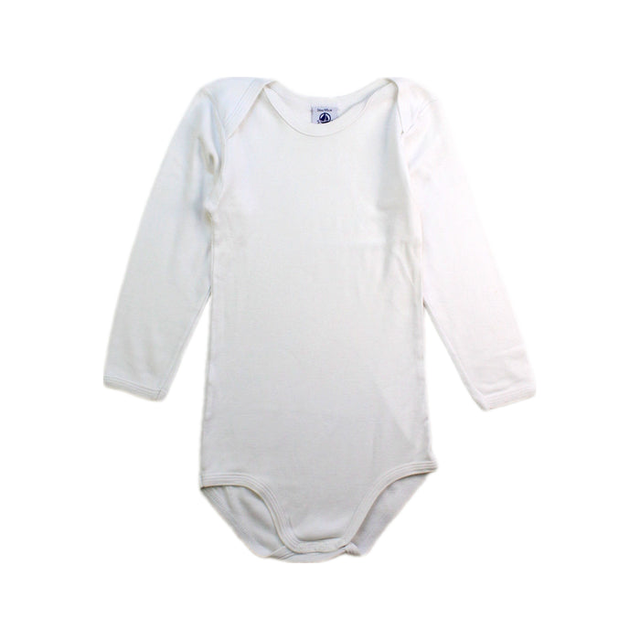 A White Long Sleeve Bodysuits from Petit Bateau in size 3T for neutral. (Front View)