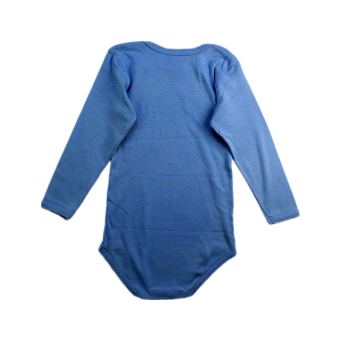 A Blue Long Sleeve Bodysuits from Petit Bateau in size 18-24M for neutral. (Back View)