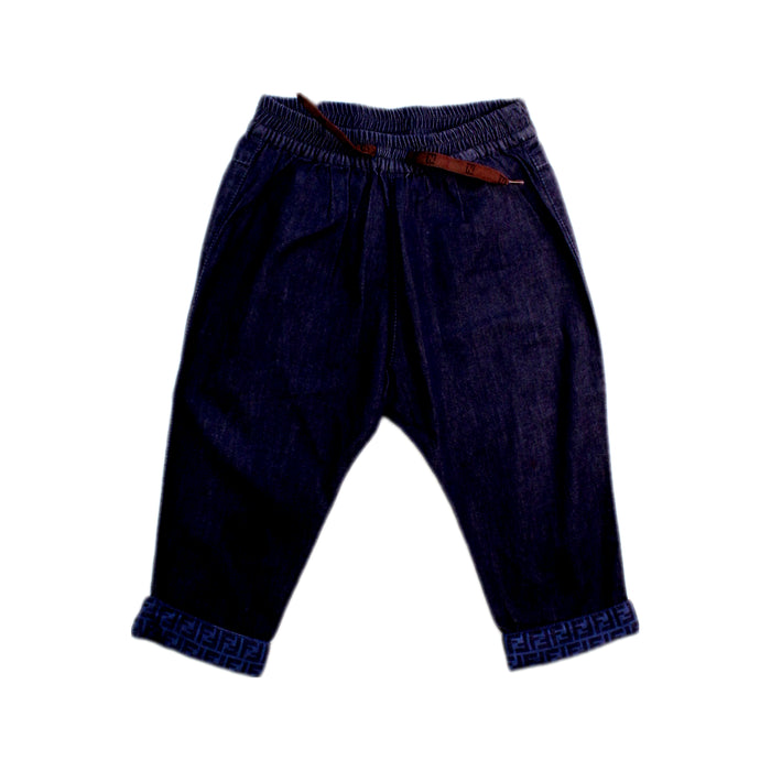 A Navy Jeans from Fendi in size 6-12M for boy. (Front View)
