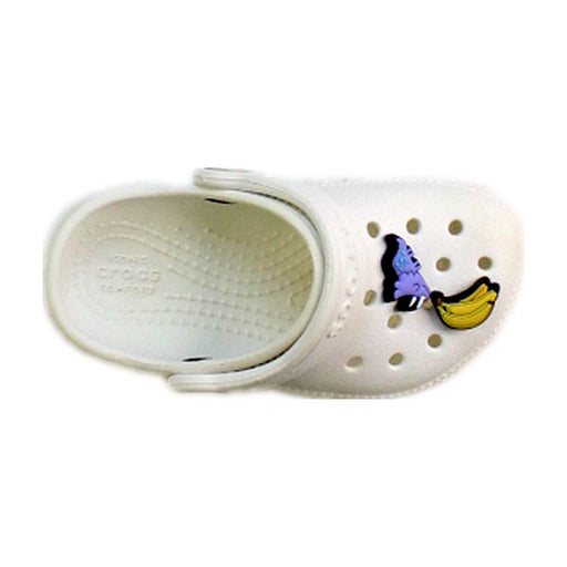 A White Slip Ons from Crocs in size 18-24M for neutral. (Front View)