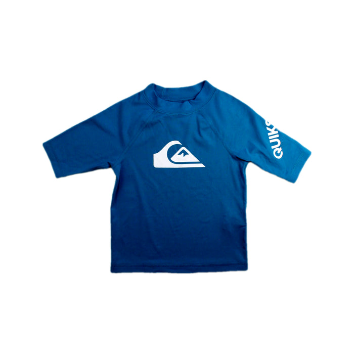 A Blue Rash Guards from Quiksilver in size 4T for neutral. (Front View)