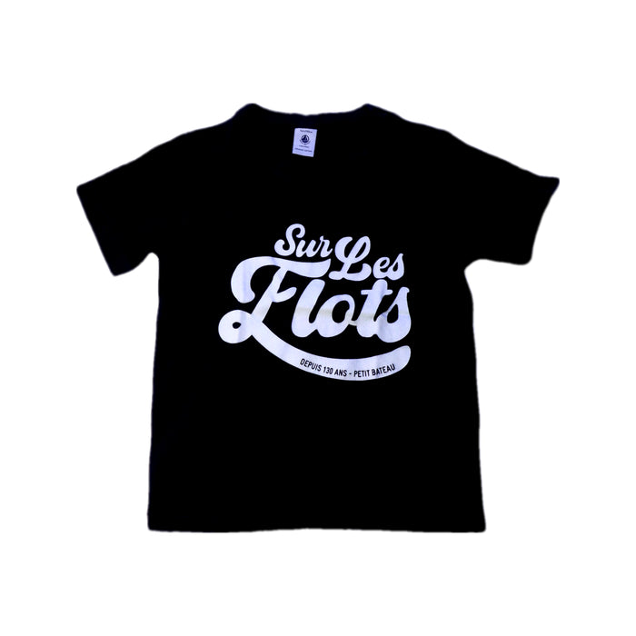A Black Short Sleeve T Shirts from Petit Bateau in size 5T for boy. (Front View)