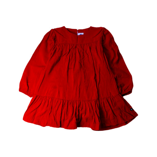 A Red Long Sleeve Dresses from Petit Bateau in size 4T for girl. (Front View)