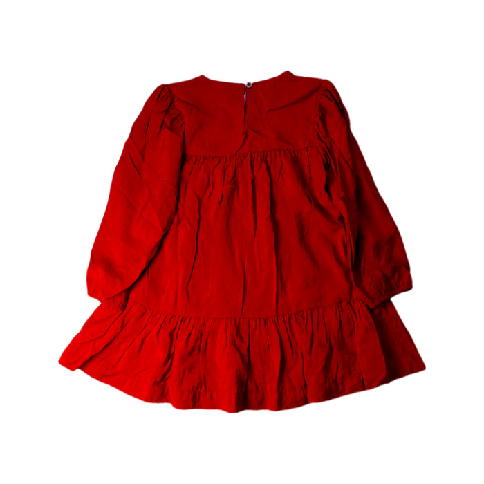 A Red Long Sleeve Dresses from Petit Bateau in size 4T for girl. (Back View)