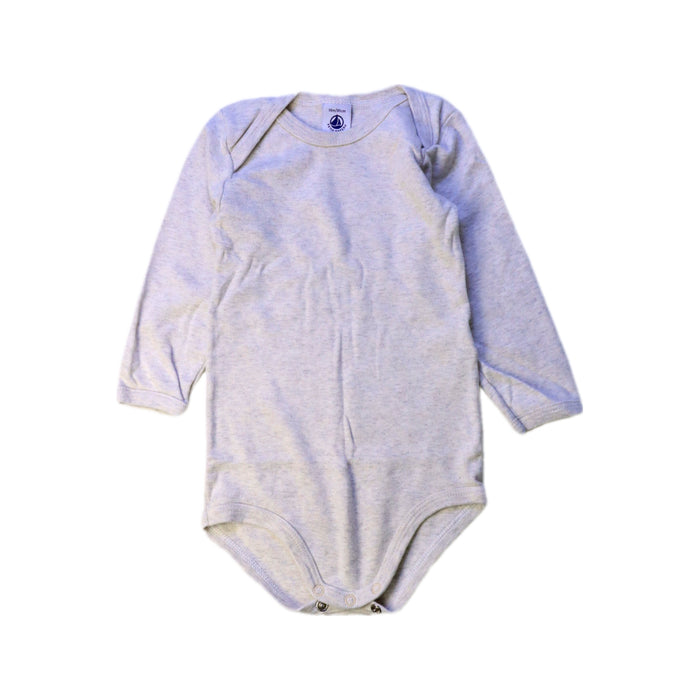 A Grey Long Sleeve Bodysuits from Petit Bateau in size 12-18M for boy. (Front View)
