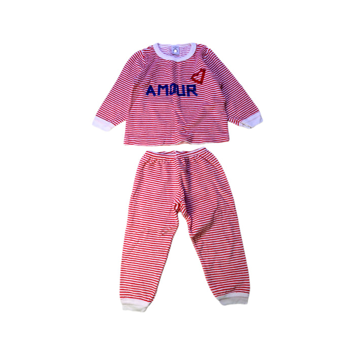A Red Pyjama Sets from Petit Bateau in size 2T for girl. (Front View)