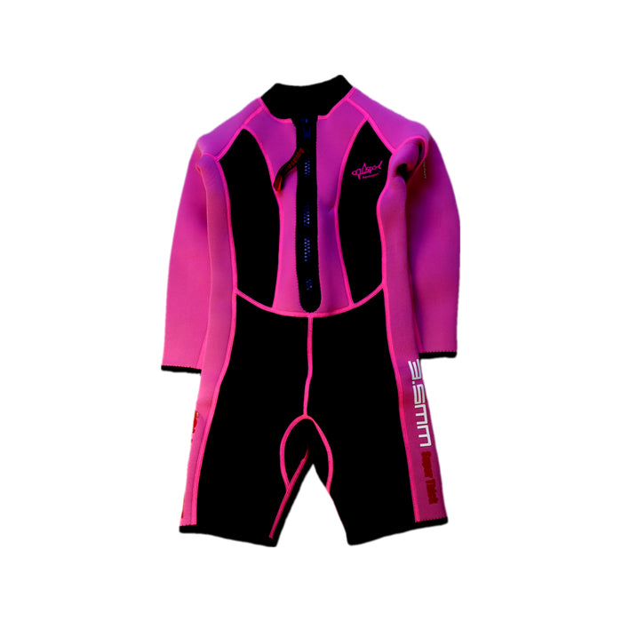 A Pink Wetsuits from Aquasport in size 6T for girl. (Front View)