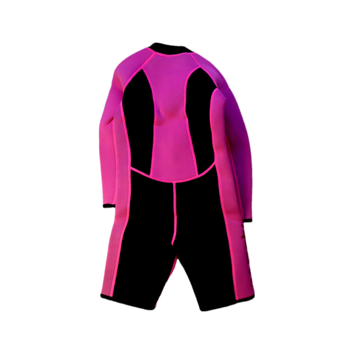 A Pink Wetsuits from Aquasport in size 6T for girl. (Back View)