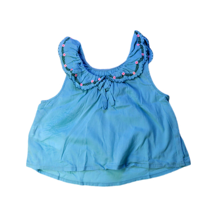 A Blue Sleeveless Tops from Cyrillus in size 4T for girl. (Back View)