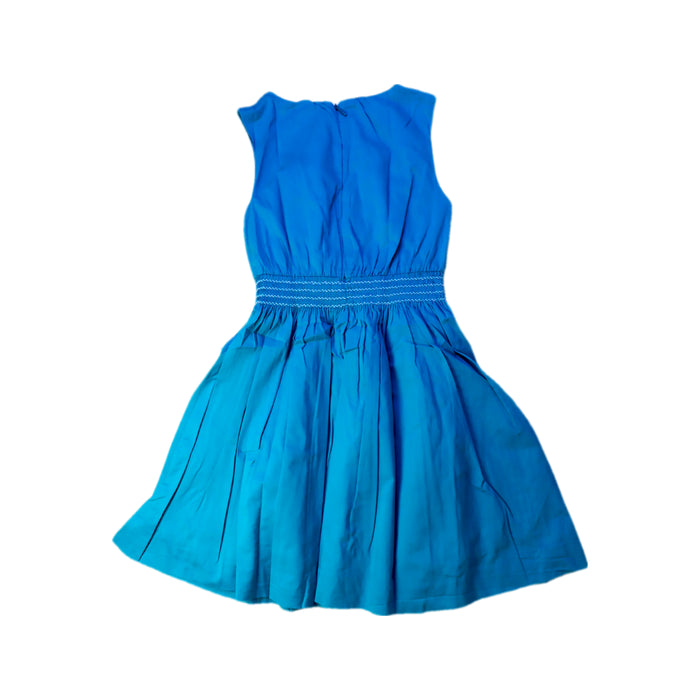 A Blue Sleeveless Dresses from Jacadi in size 6T for girl. (Back View)