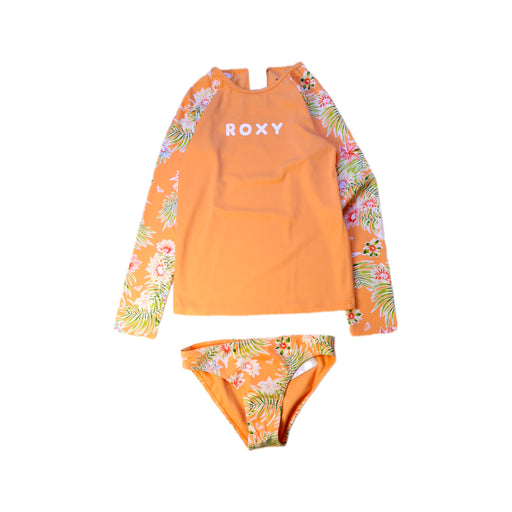 A Orange Rash Guards from Roxy in size 6T for girl. (Front View)