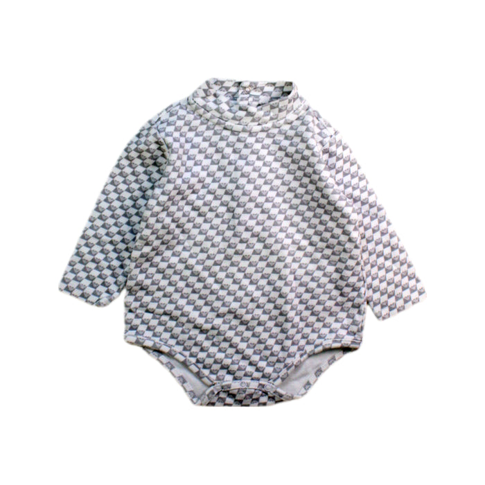 A Grey Long Sleeve Bodysuits from Armani Baby in size 3-6M for boy. (Front View)