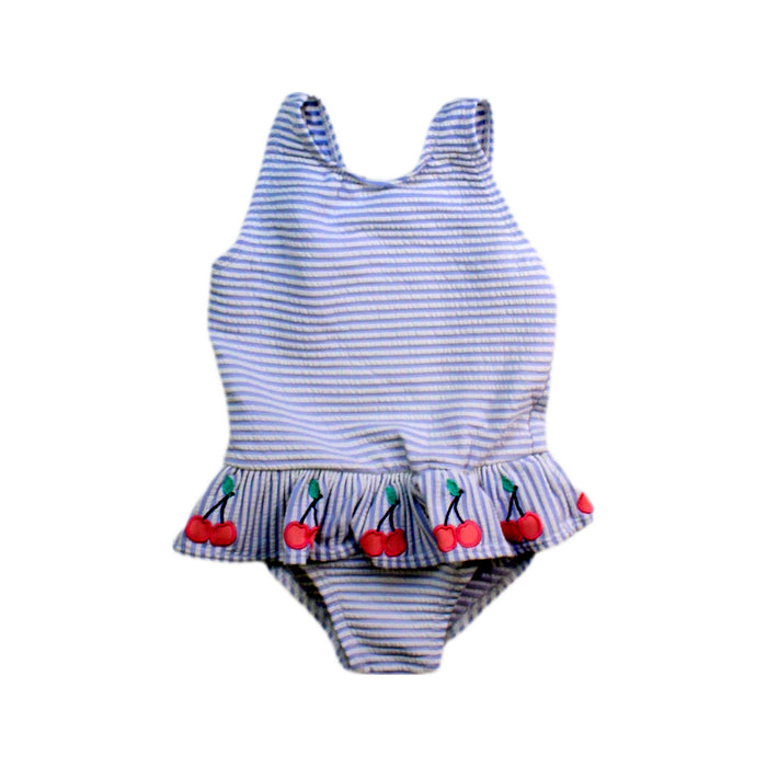 A White Swimsuits from Seed in size 6-12M for girl. (Front View)