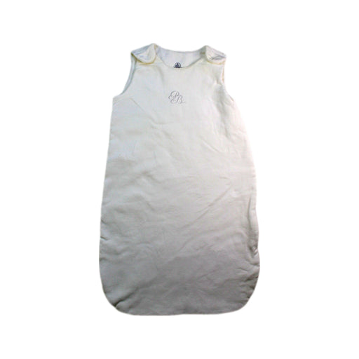 A White Sleepsacs from Petit Bateau in size 3-6M for neutral. (Front View)