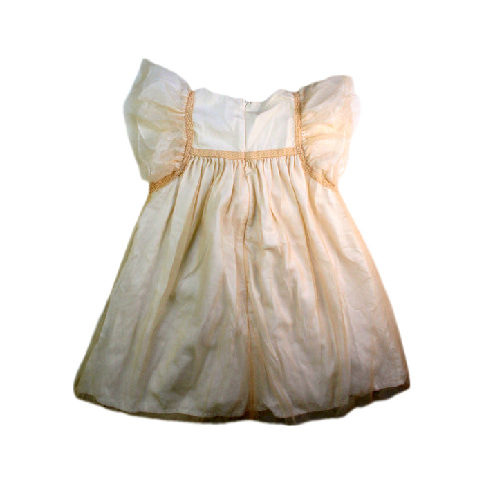 A Ivory Short Sleeve Dresses from Chateau de Sable in size 4T for girl. (Back View)