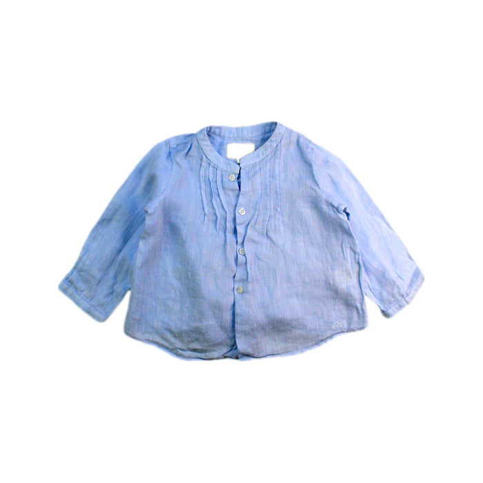 A Blue Long Sleeve Shirts from Nanos in size 6-12M for boy. (Front View)