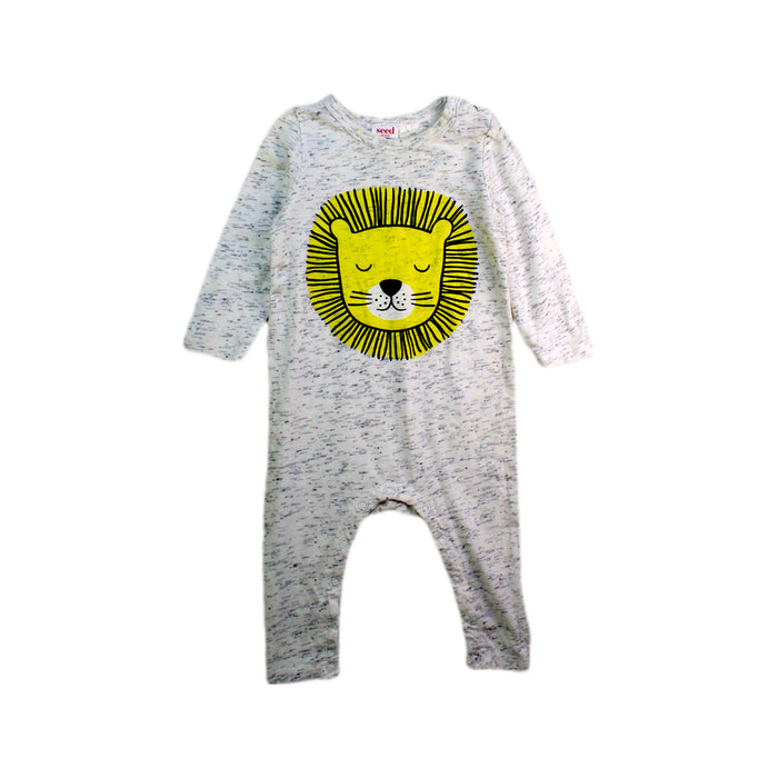 A Grey Long Sleeve Rompers from Seed in size 3-6M for boy. (Front View)