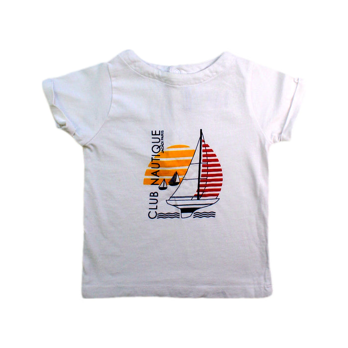 A White Short Sleeve T Shirts from Jacadi in size 12-18M for boy. (Front View)